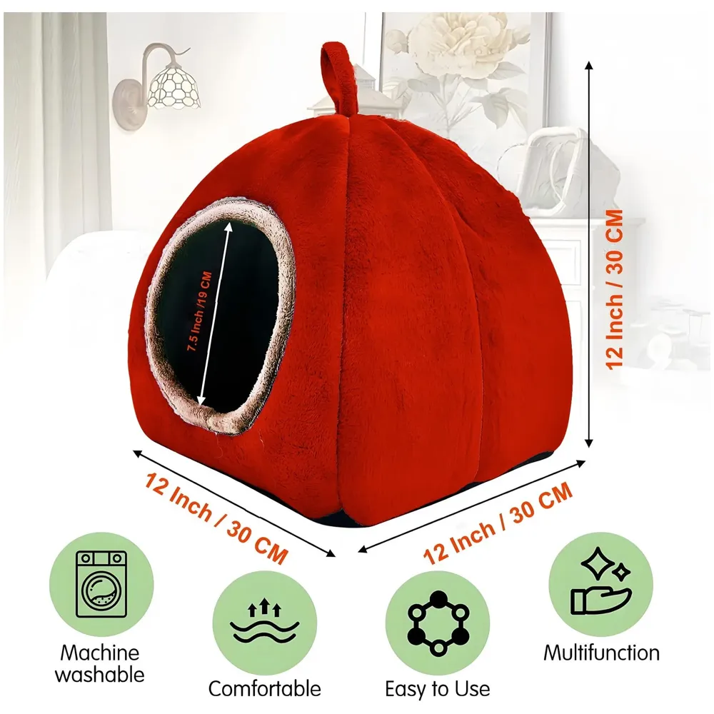 Large Hamster Bed Hideout for Rest Sleeping House Home Washable Suitable for All Small Animals Like Hedgehogs Very Large Size – 30 * 30 * 30 CM Can Fit Up to 5 Pets Red - 2