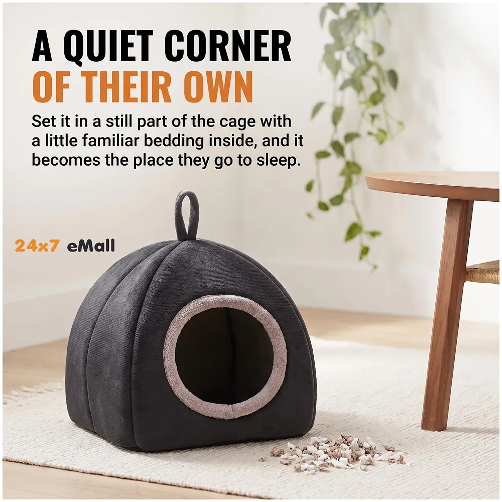 Large Hamster Bed Hideout for Rest Sleeping House Home Washable Suitable for All Small Animals Like Hedgehogs Very Large Size – 30 * 30 * 30 CM Can Fit Up to 5 Pets Black