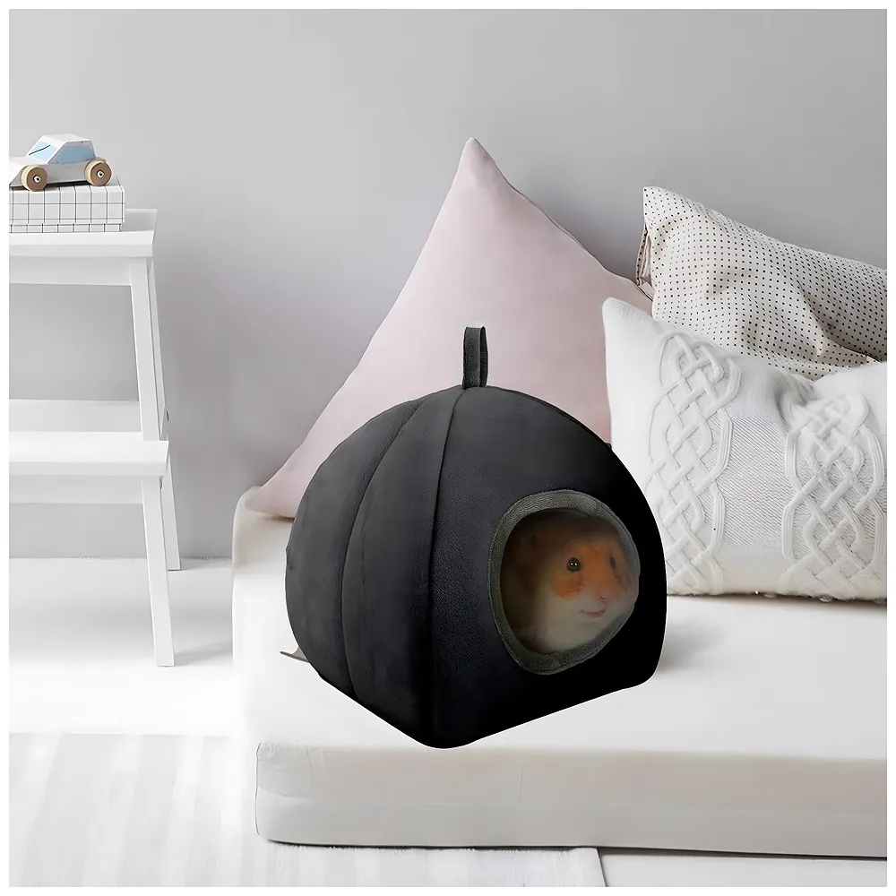 Large Hamster Bed Hideout for Rest Sleeping House Home Washable Suitable for All Small Animals Like Hedgehogs Very Large Size – 30 * 30 * 30 CM Can Fit Up to 5 Pets Black