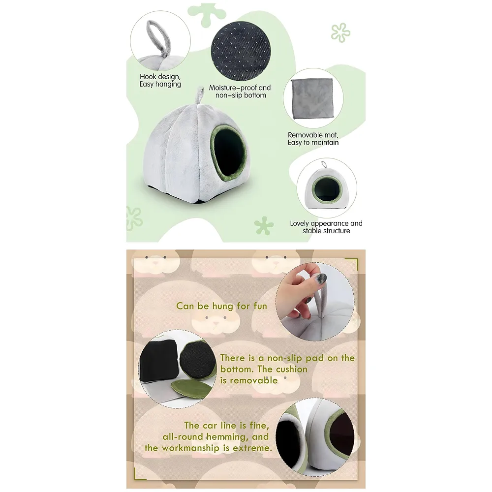 Large Hamster Bed Hideout for Rest Sleeping House Home Washable Suitable for All Small Animals Like Hedgehogs Very Large Size – 30 * 30 * 30 CM Can Fit Up to 5 Pets Black