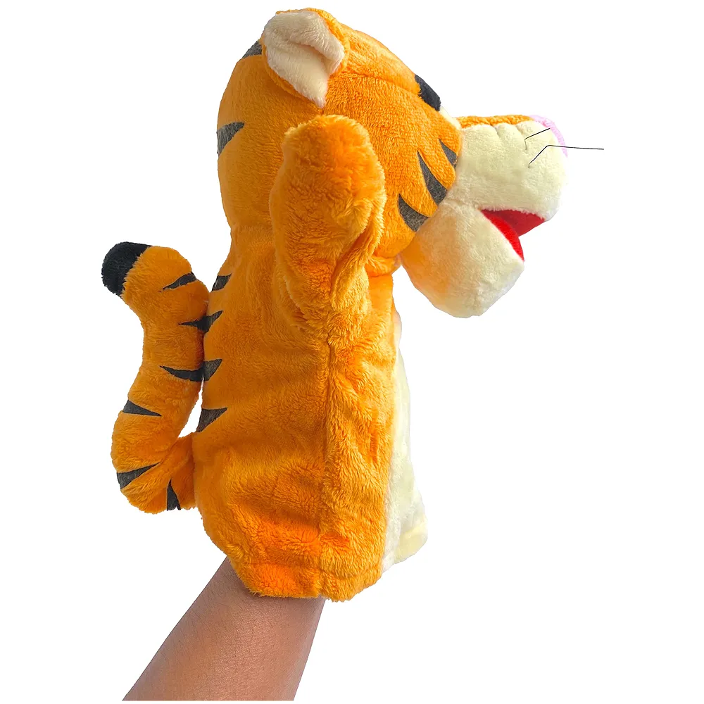 Hand Puppets Jungle Animal Friends with Working Mouth for Imaginative Play, Storytelling, Teaching, Preschool & Role-Play. (Tiger)