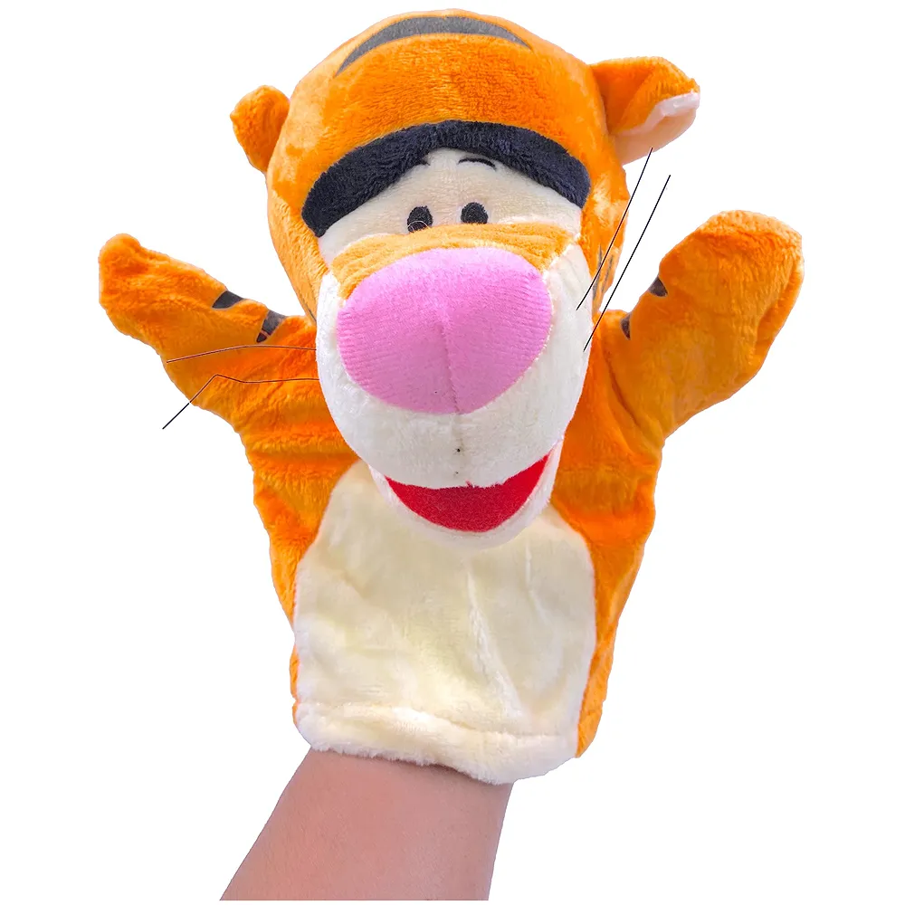 Hand Puppets Jungle Animal Friends with Working Mouth for Imaginative Play, Storytelling, Teaching, Preschool & Role-Play. (Tiger)