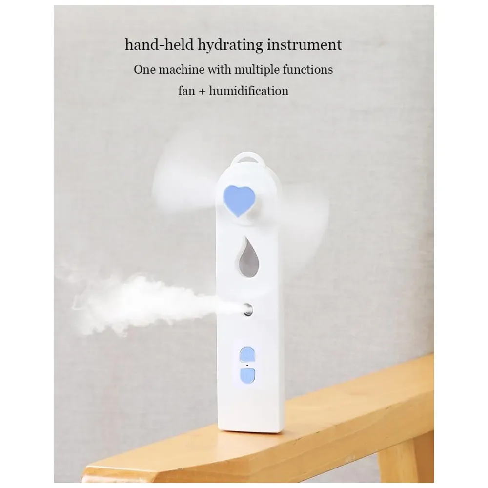 Hand Mist Fan With Water Spray - Handheld Desk Fan With 30 ML Portable Water Tank - 14.5 Cm x 3.5 Cm