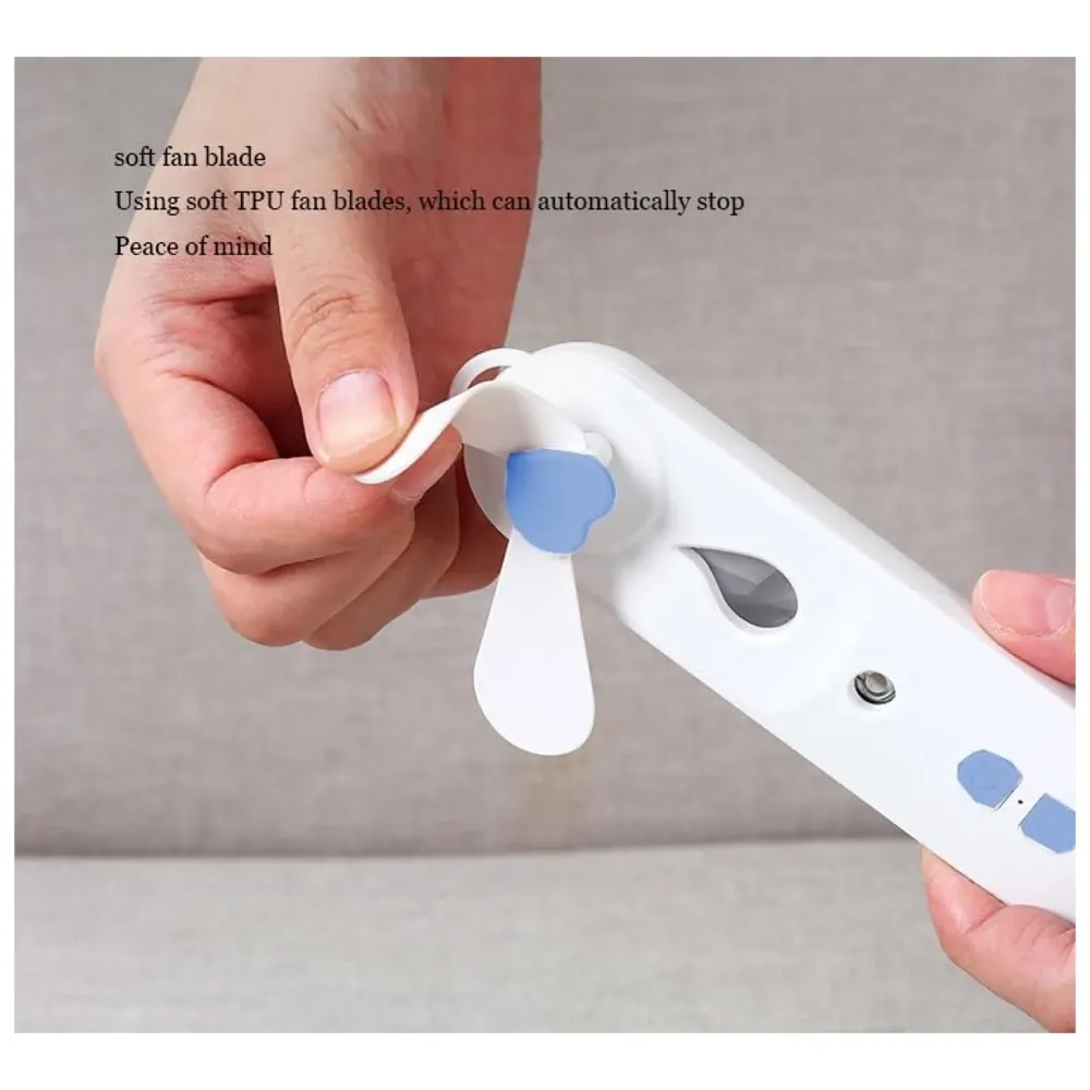 Hand Mist Fan With Water Spray - Handheld Desk Fan With 30 ML Portable Water Tank - 14.5 Cm x 3.5 Cm