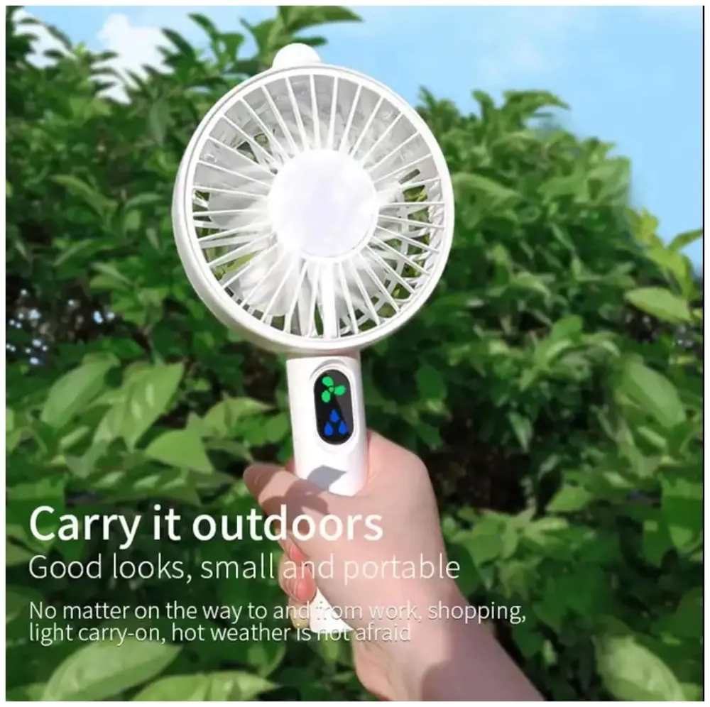 Hand mist fan water fan Handheld Spray Fan With Water Misting Desk Fan with 3 Speeds & 55 ML Portable Water Tank With LED Light And Stand Mobile Holder – 21 Cm x 10 Cm - 2