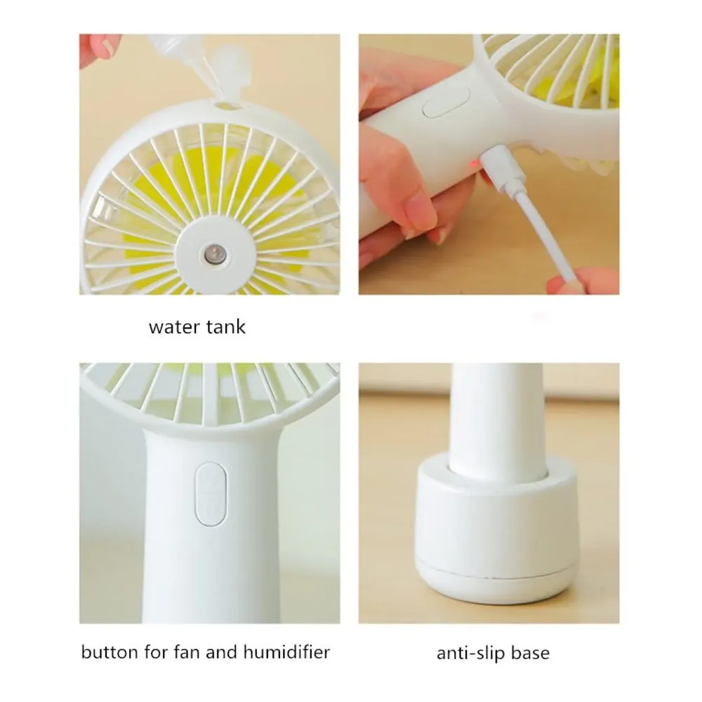 Hand mist fan water fan Handheld Spray Fan With Water Misting Desk Fan with 3 Speeds & 55 ML Portable Water Tank With LED Light And Stand Mobile Holder – 21 Cm x 10 Cm - 7