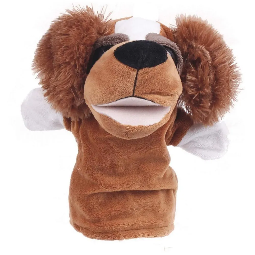 Hand Dog Puppets Jungle Animal Friends with Working Mouth for Imaginative Play, Storytelling, Teaching, Preschool & Role-Play. (Dog)