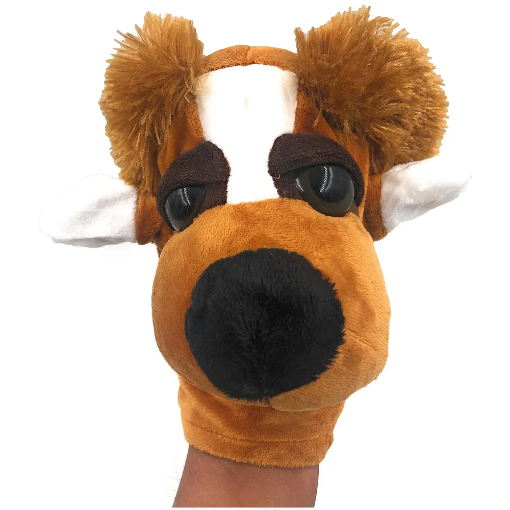 Hand Dog Puppets Jungle Animal Friends with Working Mouth for Imaginative Play, Storytelling, Teaching, Preschool & Role-Play. (Dog)