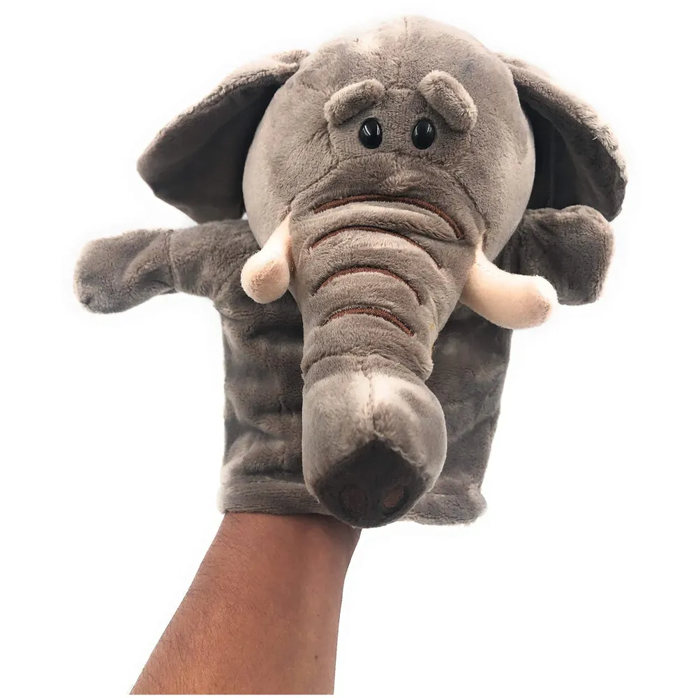 Hand Puppets Elephant Jungle Animal Friends with Working Mouth for Imaginative Play, Storytelling, Teaching, Preschool & Role-Play. (Elephant)