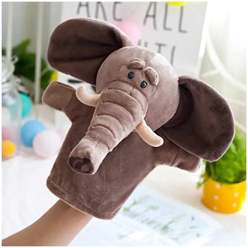 Hand Puppets Elephant Jungle Animal Friends with Working Mouth for Imaginative Play, Storytelling, Teaching, Preschool & Role-Play. (Elephant)
