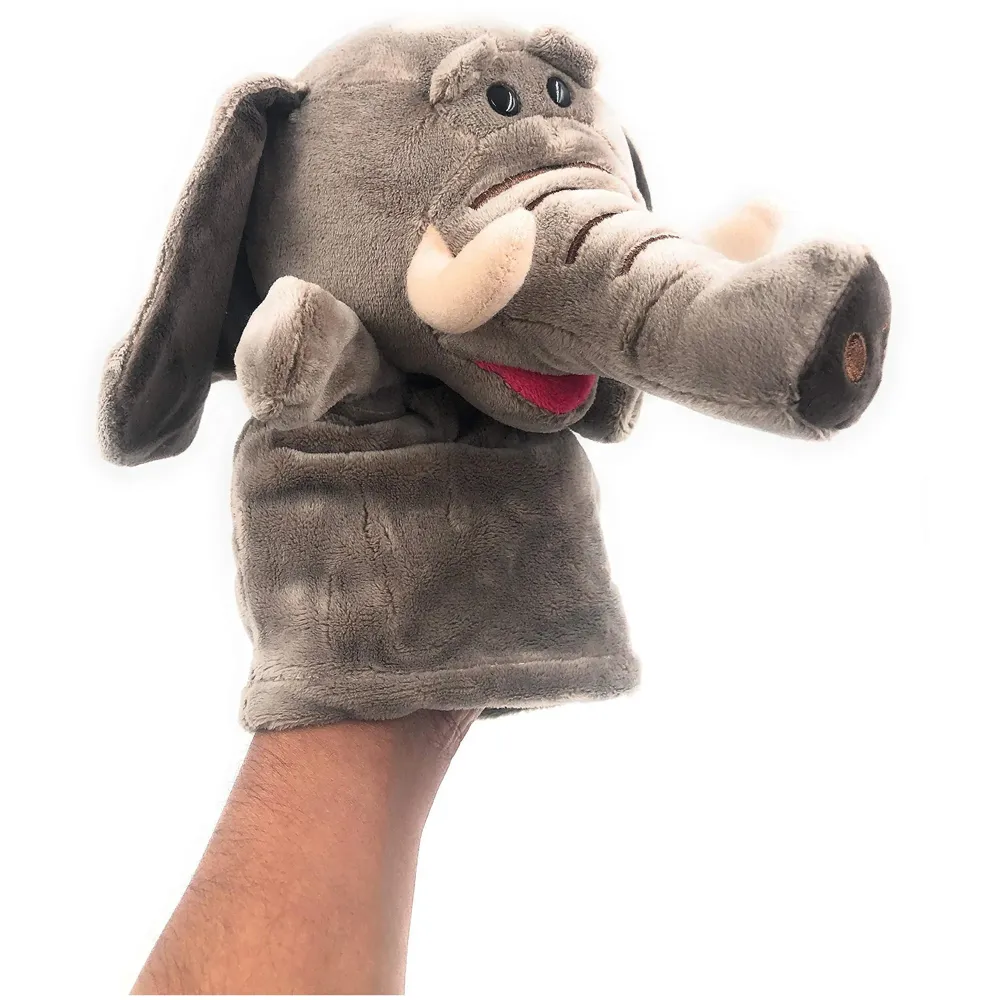 Hand Puppets Elephant Jungle Animal Friends with Working Mouth for Imaginative Play, Storytelling, Teaching, Preschool & Role-Play. (Elephant)