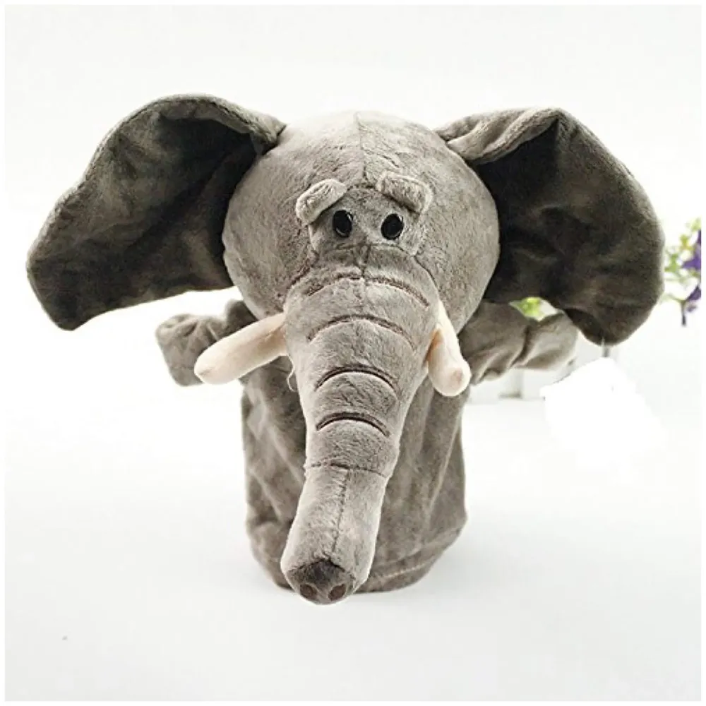 Hand Puppets Elephant Jungle Animal Friends with Working Mouth for Imaginative Play, Storytelling, Teaching, Preschool & Role-Play. (Elephant)