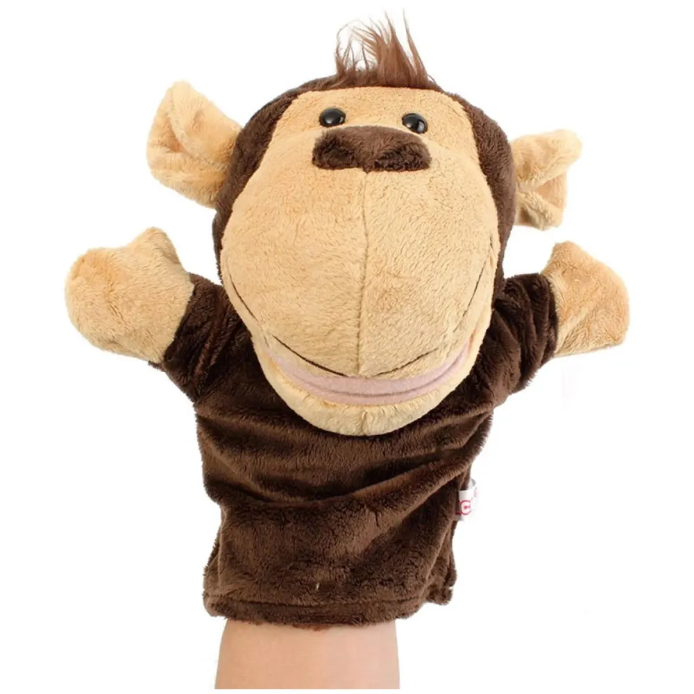 Hand Puppets Monkey Jungle Animal Friends with Working Mouth for Imaginative Play, Storytelling, Teaching, Preschool & Role-Play (Monkey)
