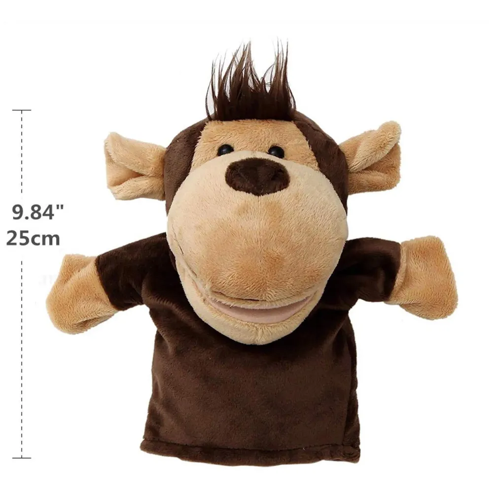 Hand Puppets Monkey Jungle Animal Friends with Working Mouth for Imaginative Play, Storytelling, Teaching, Preschool & Role-Play (Monkey)