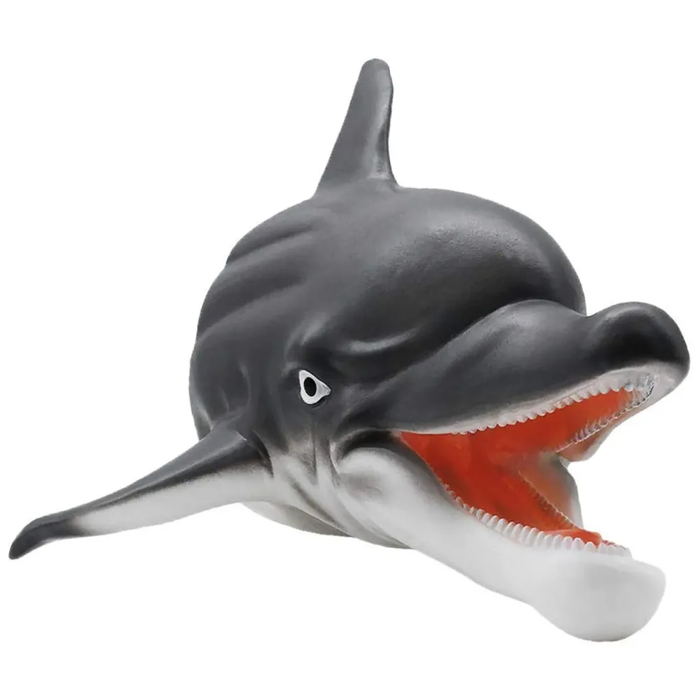 Rubber Hand Puppets Jungle Animal Friends with Working Mouth for Imaginative Play, Storytelling, Teaching, Preschool & Role-Play. (Dolphin)