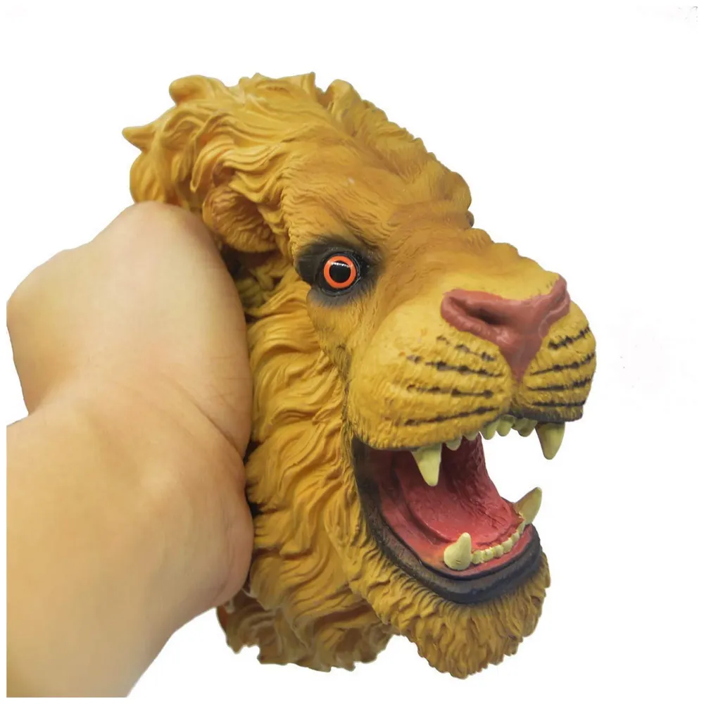 Rubber Hand Puppets Lion Jungle Animal Friends with Working Mouth for Imaginative Play, Storytelling, Teaching, Preschool & Role-Play. (Lion)