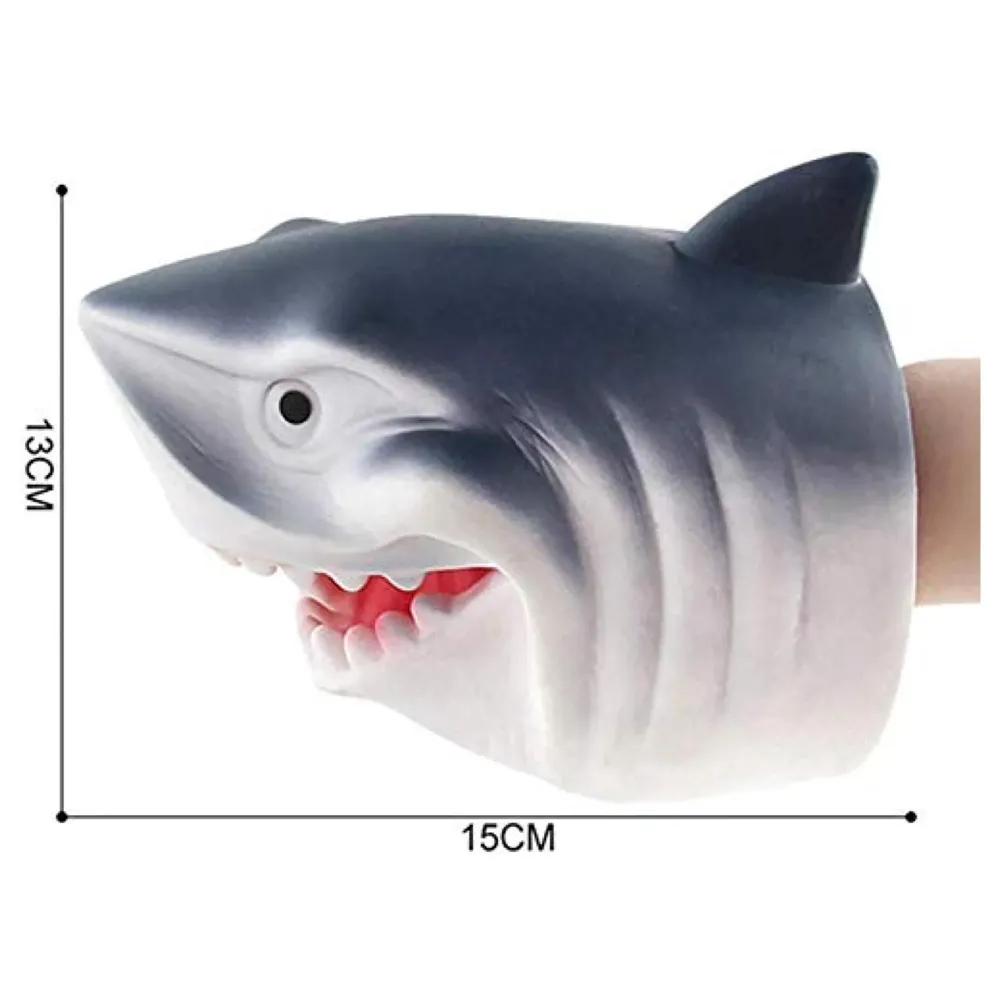 Rubber Hand Puppets Shark Jungle Animal Friends with Working Mouth for Imaginative Play, Storytelling, Teaching, Preschool & Role-Play. (Shark)
