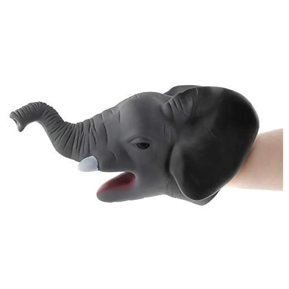 Rubber Hand Puppets Elephant Jungle Animal Friends with Working Mouth for Imaginative Play, Storytelling, Teaching, Preschool & Role-Play. (Elephant)