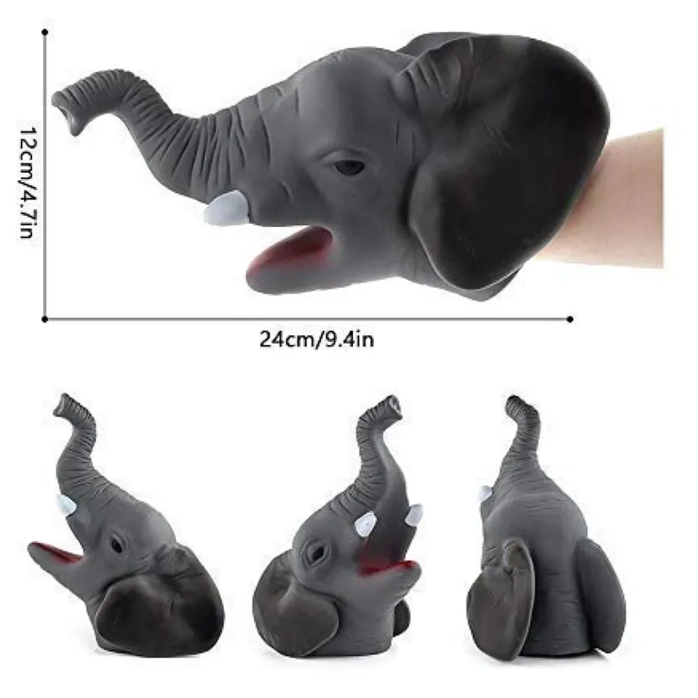 Rubber Hand Puppets Elephant Jungle Animal Friends with Working Mouth for Imaginative Play, Storytelling, Teaching, Preschool & Role-Play. (Elephant) - 4