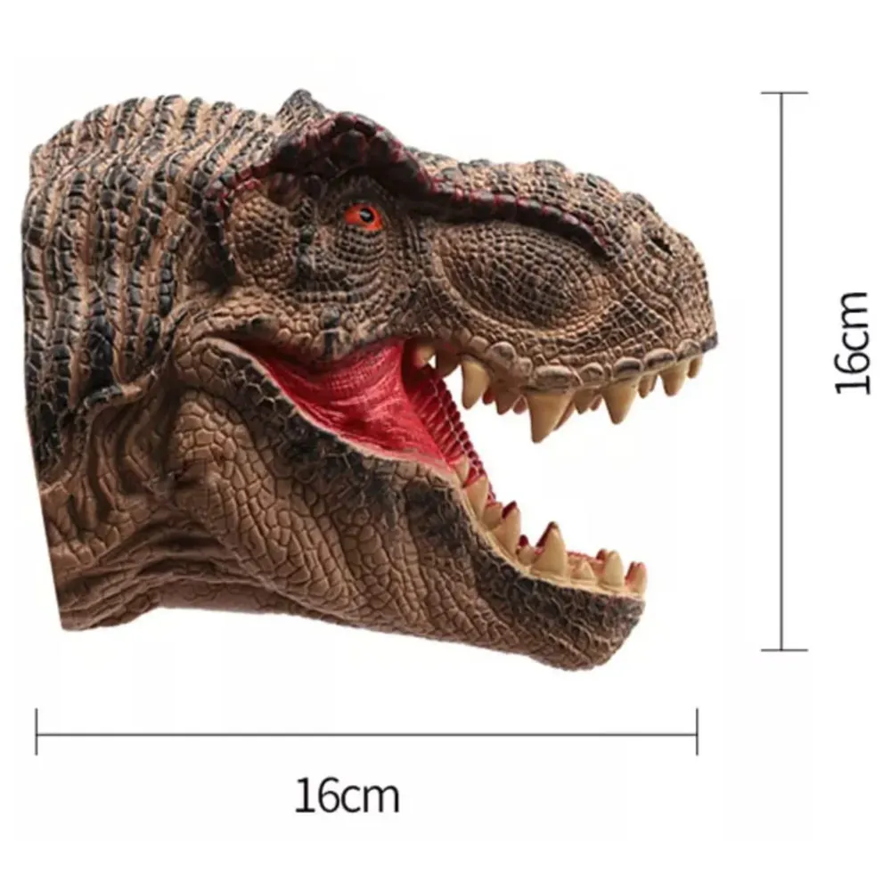 Dinosaur Hand Puppet Brown T-Rex Toys, Soft Rubber Realistic Raptor Dinosaur Head Tyrannosaurus Rex Brown