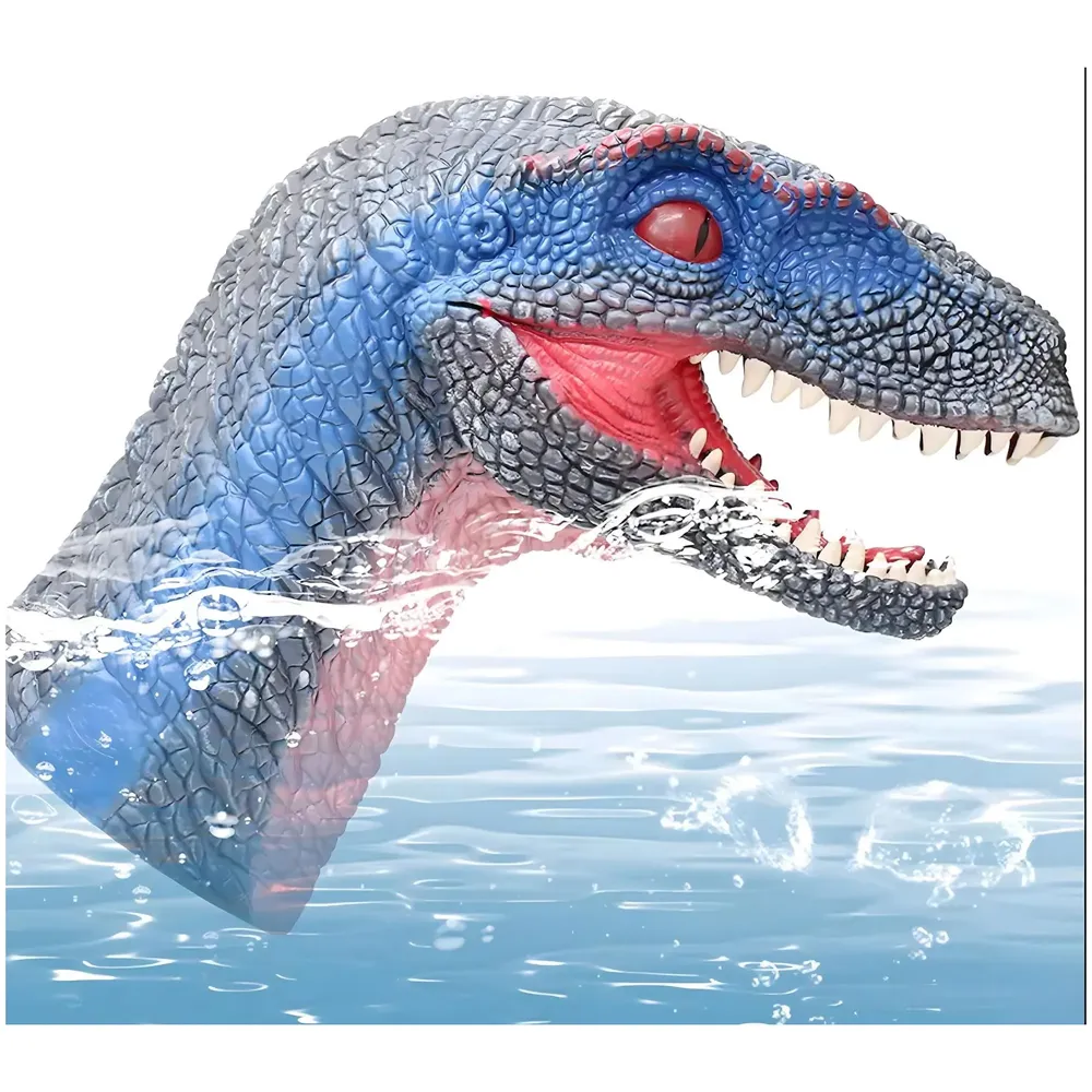 Dinosaur Hand Puppet Brown Velociraptor Toys, Soft Rubber Realistic Raptor Dinosaur Head Rex