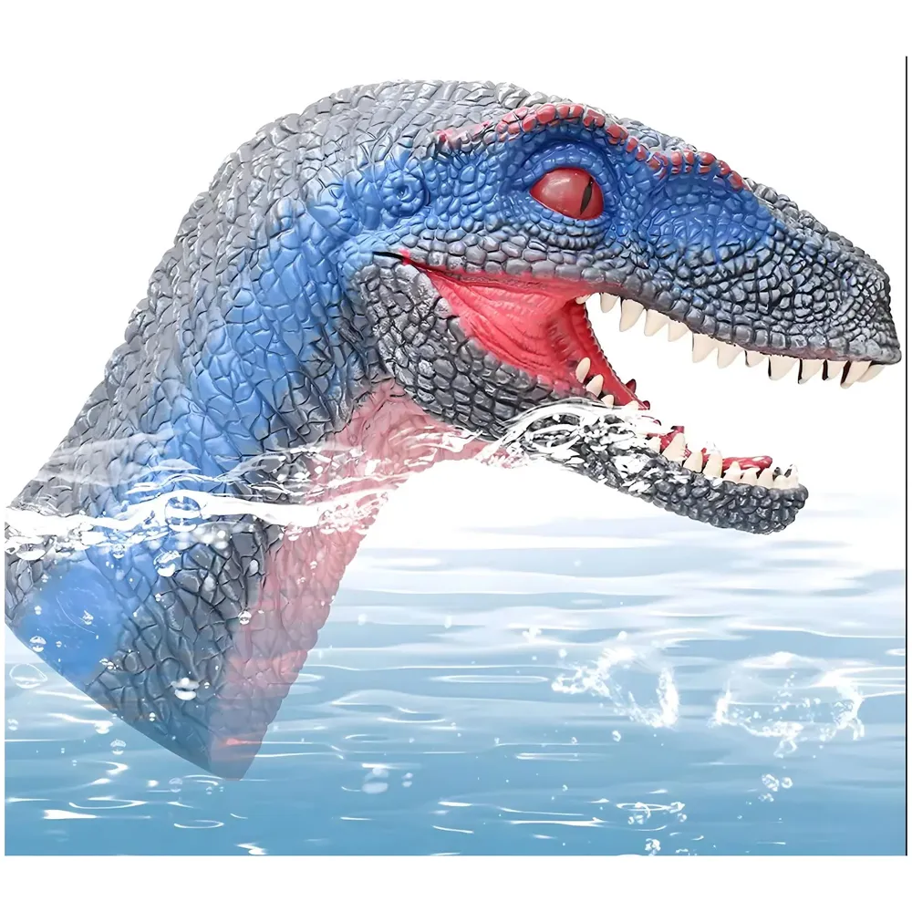 Dinosaur Hand Puppet Brown Velociraptor Toys, Soft Rubber Realistic Raptor Dinosaur Head Rex