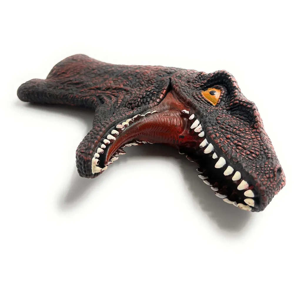 2 Pc Combo Hand Puppet Dinosaurs Hand Puppet Raptor and Green T-Rex Toys, Soft Rubber Realistic Raptor Dinosaur Head