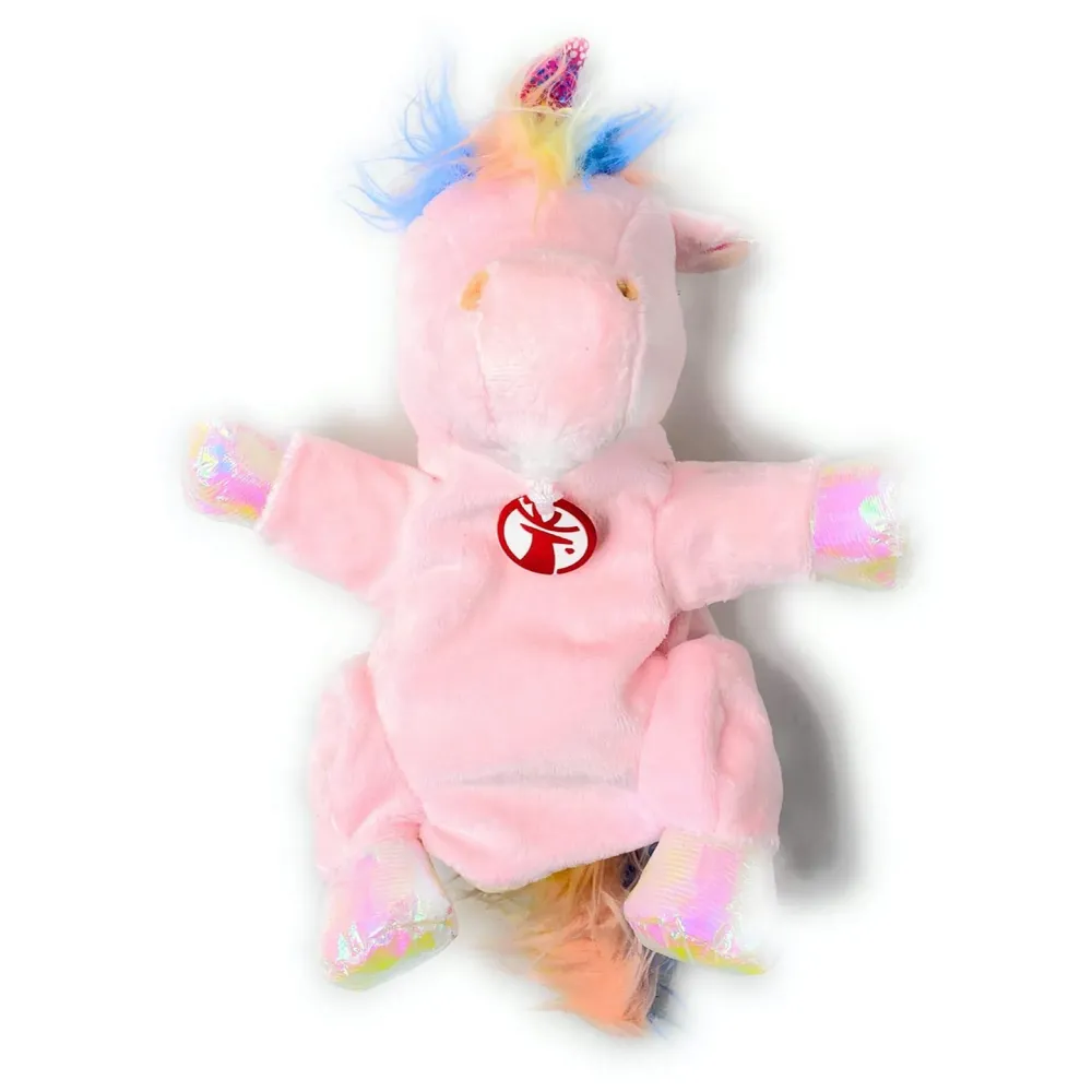 Hand Puppets Jungle Animal Friends with Working Mouth for Imaginative Play, Storytelling, Teaching, Preschool & Role-Play. (Unicorn Pink)