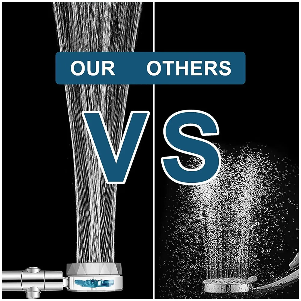 High Pressure Handheld Shower Head with Turbo Fan, 360 Degrees Rotating, Hydro Jet with Hose and Holder - 5