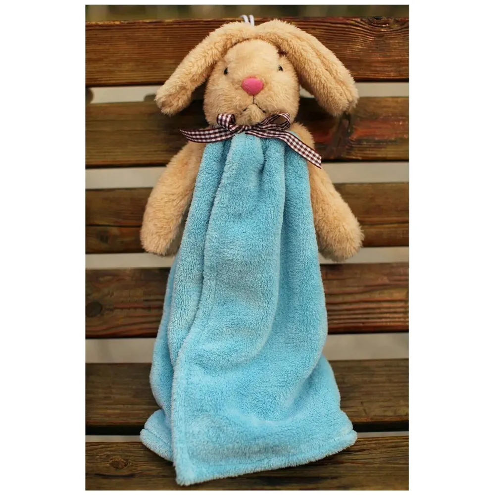 3 Pcs Cute Rabbit Hand Towel Soft Coral Velvet Kids Children Cartoon Absorbent Quick Dry Towel Lovely Towel for Kitchen Bathroom 38 x 28 cm (15 x 11 Inches) (3 Pc Combo)