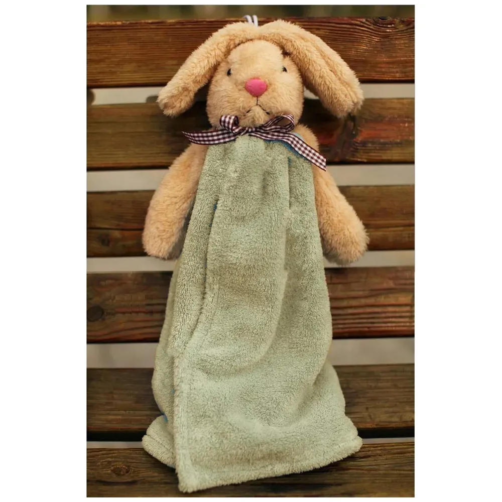 3 Pcs Cute Rabbit Hand Towel Soft Coral Velvet Kids Children Cartoon Absorbent Quick Dry Towel Lovely Towel for Kitchen Bathroom 38 x 28 cm (15 x 11 Inches) (3 Pc Combo)