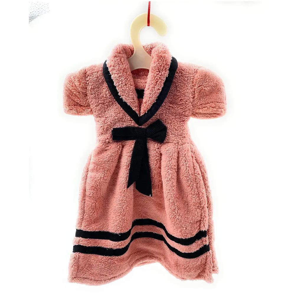 Cute Gown Hand Towel Soft Coral Velvet Kids Children Cartoon Absorbent Quick Dry Towel Lovely Towel for Kitchen Bathroom 38 x 28 cm (15 x 11 Inches) (3 Pc Combo)