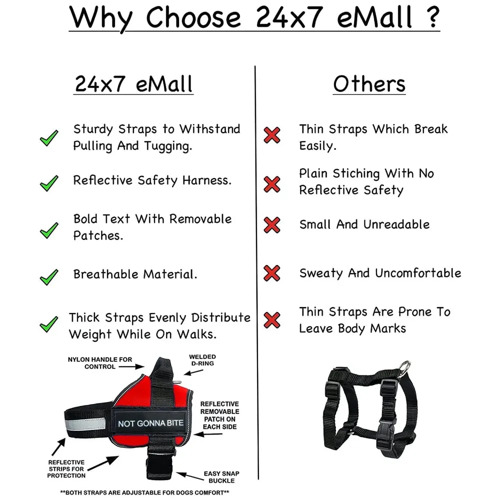 Red Dog Harness Dog Not Gonna Bite Vest Loop Straps and Handle and Adjustable (Medium 22-28 Inch Girth)