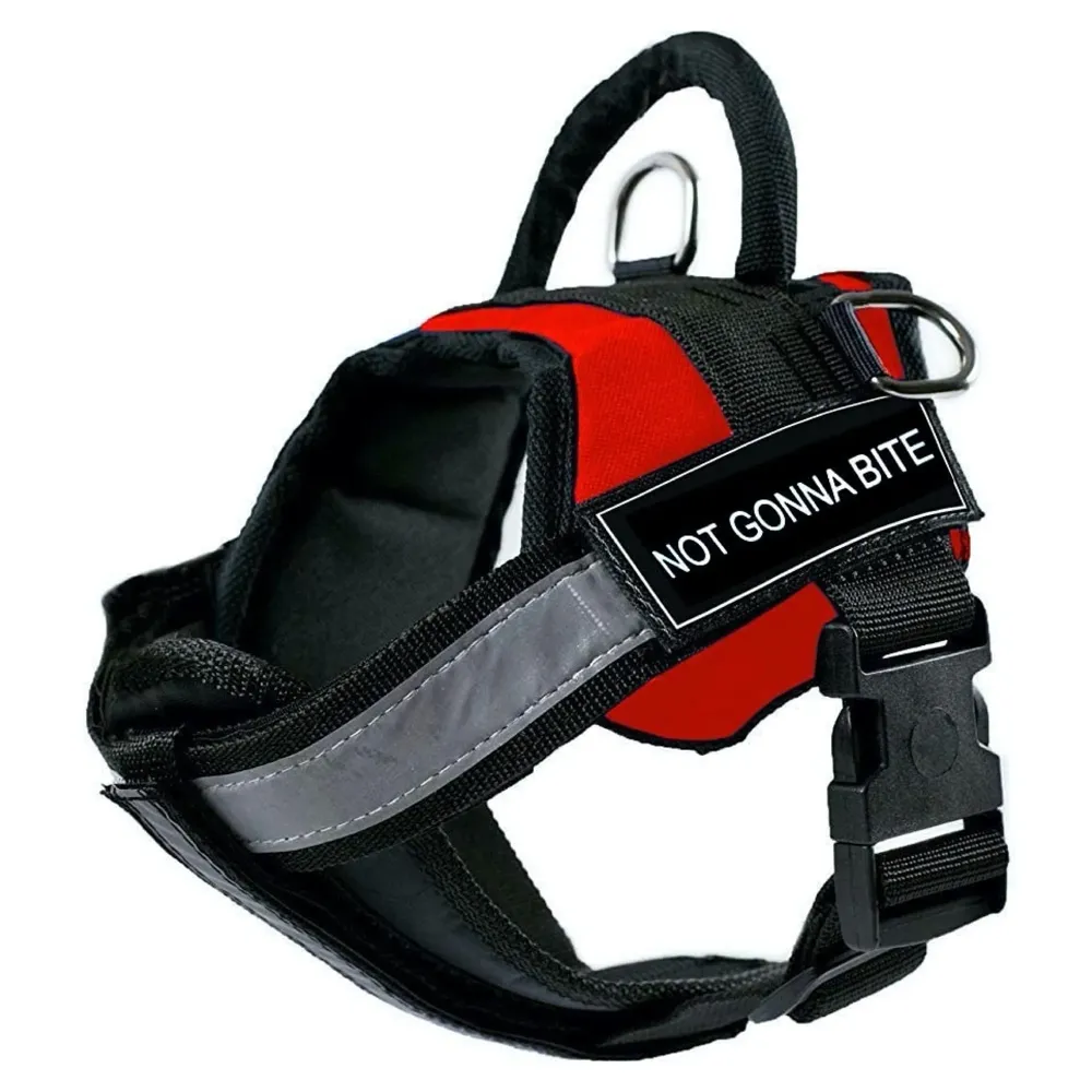 Red Dog Harness Dog Not Gonna Bite Vest Loop Straps and Handle and Adjustable (Medium 22-28 Inch Girth)