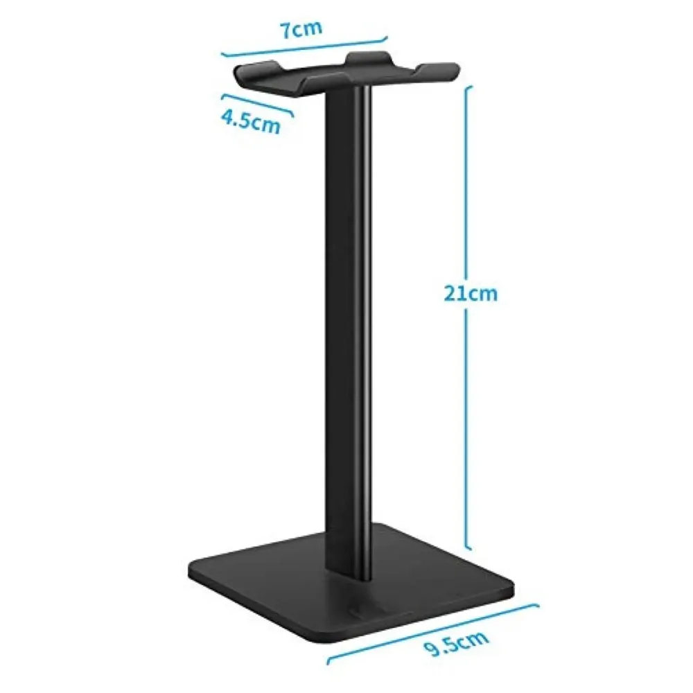 Headphone Stand Headset Holder Earphone Stand with Aluminum Supporting Bar Flexible Headrest ABS Solid Base for All Headphones Size (Headphone Not Included) (Square Black) - 3