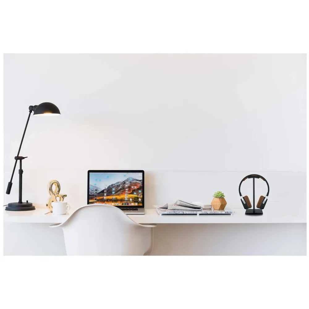 Headphone Stand Headset Holder Earphone Stand with Aluminum Supporting Bar Flexible Headrest ABS Solid Base for All Headphones Size (Headphone Not Included) (Square Black) - 4