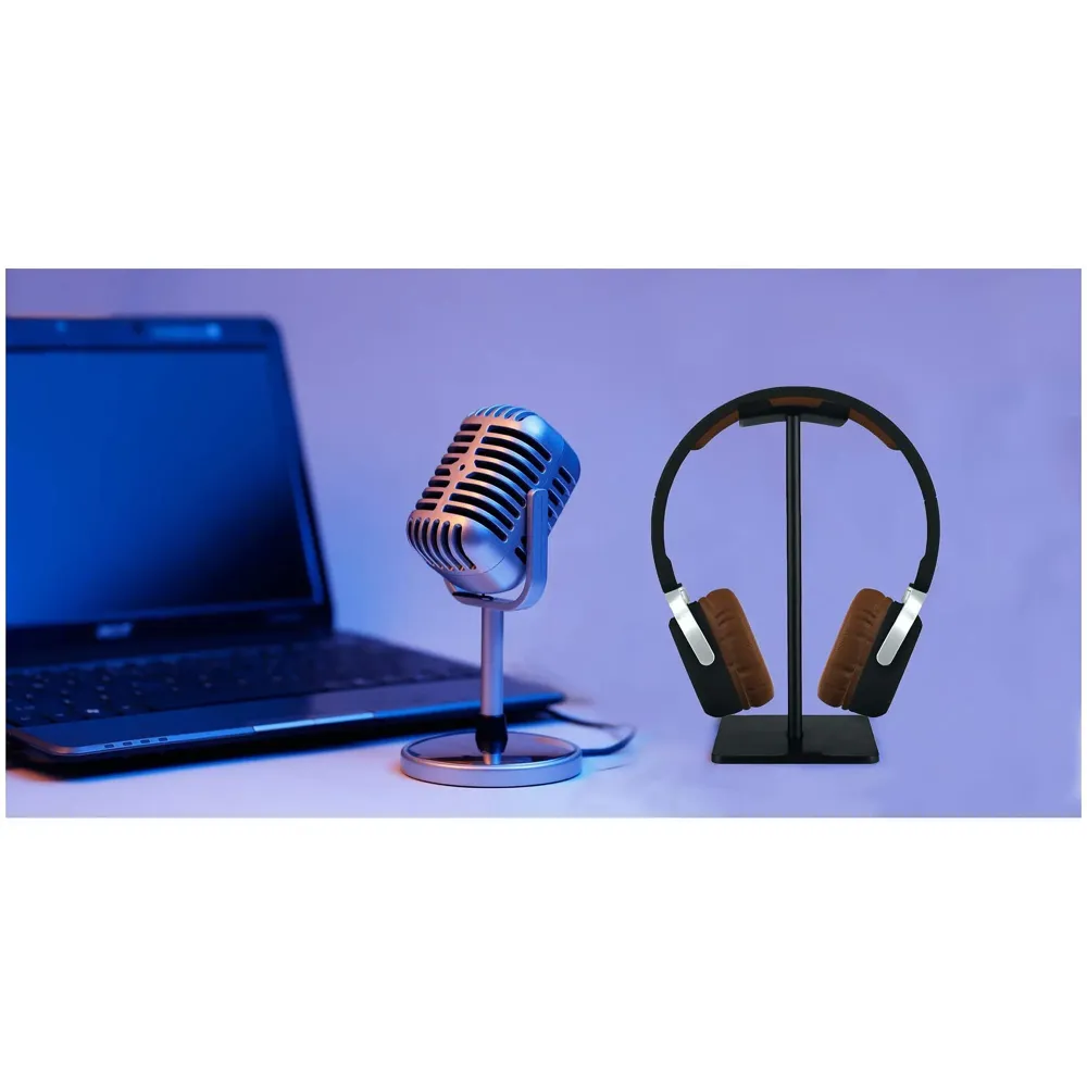 Headphone Stand Headset Holder Earphone Stand with Aluminum Supporting Bar Flexible Headrest ABS Solid Base for All Headphones Size (Headphone Not Included) (Square Black) - 7