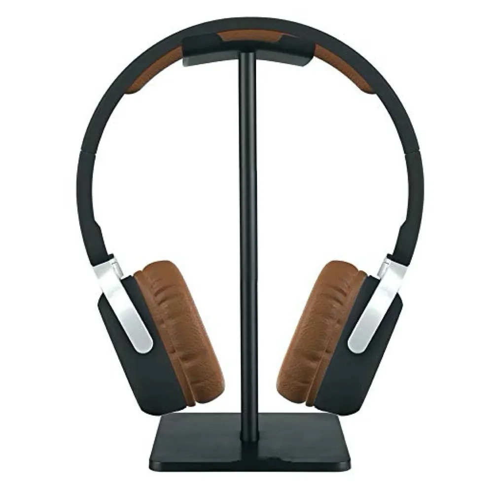 Headphone Stand Headset Holder Earphone Stand with Aluminum Supporting Bar Flexible Headrest ABS Solid Base for All Headphones Size (Headphone Not Included) (Square Black)