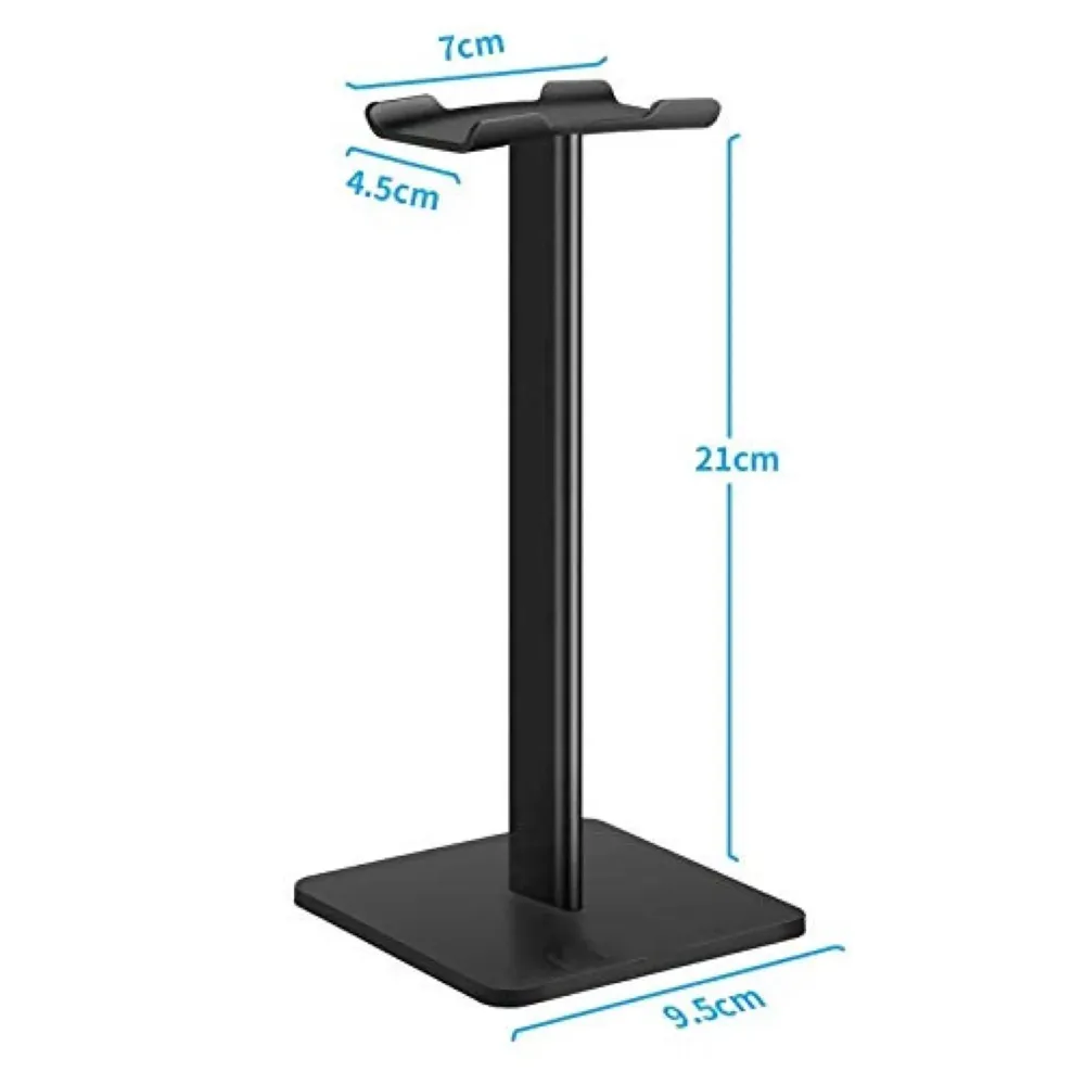 Headphone Stand Headset Holder Earphone Stand with Aluminum Supporting Bar Flexible Headrest ABS Solid Base for All Headphones Size (Headphone Not Included) (Square Black)