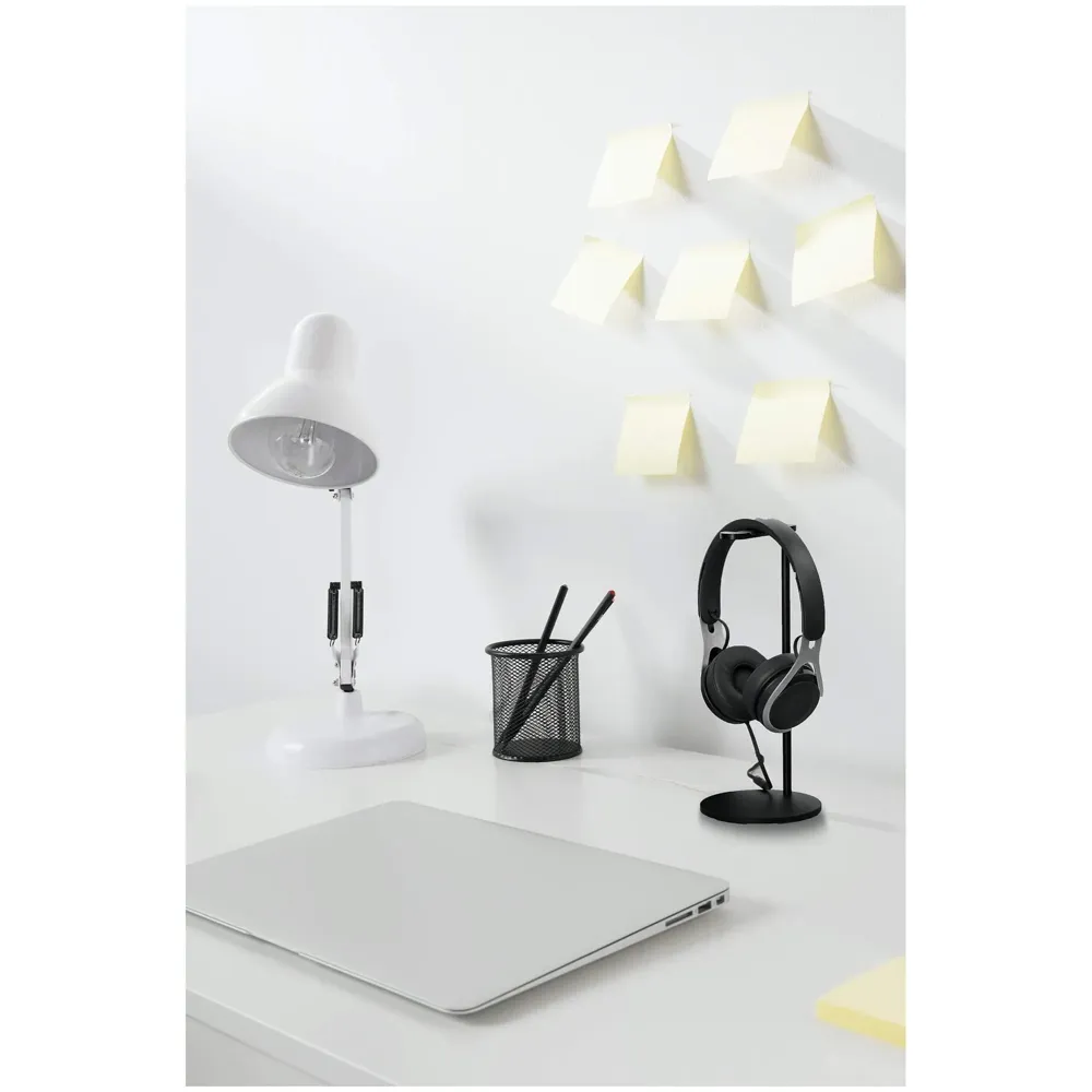 Headphone Stand Headset Holder Earphone Stand with Aluminum Supporting Bar Flexible Headrest ABS Solid Base for All Headphones Size (Round)