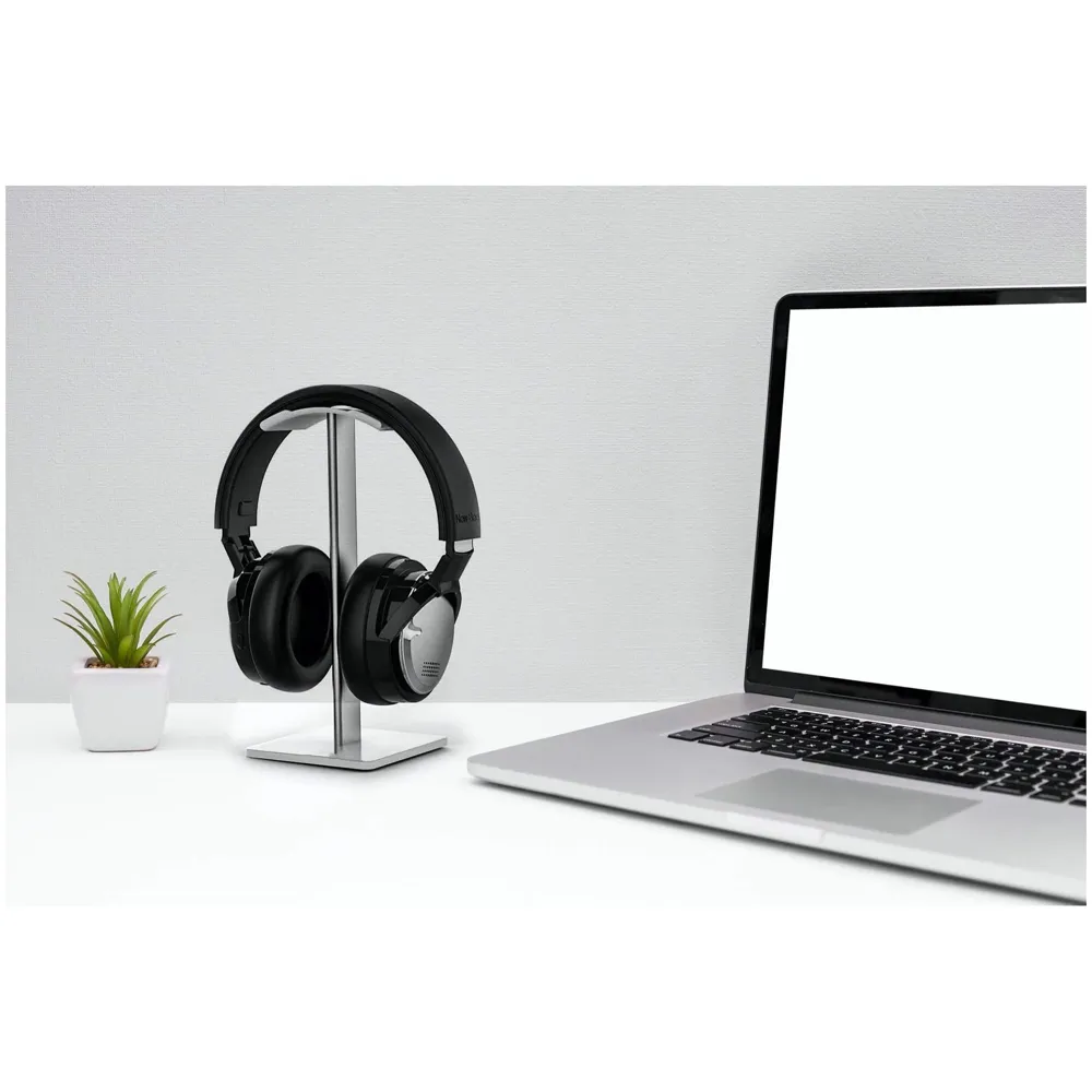 Headphone Stand Headset Holder Earphone Stand with Aluminum Supporting Bar Flexible Headrest ABS Solid Base for All Headphones Size (Square White)