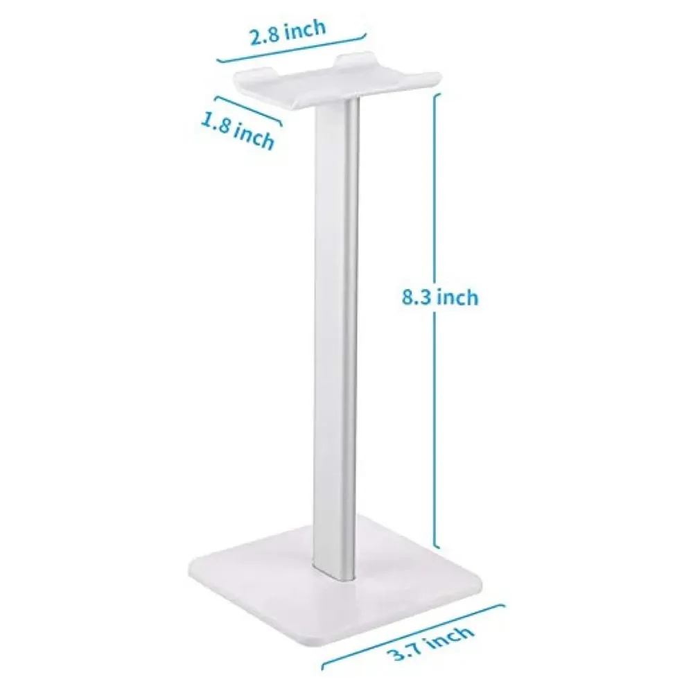Headphone Stand Headset Holder Earphone Stand with Aluminum Supporting Bar Flexible Headrest ABS Solid Base for All Headphones Size (Square White)