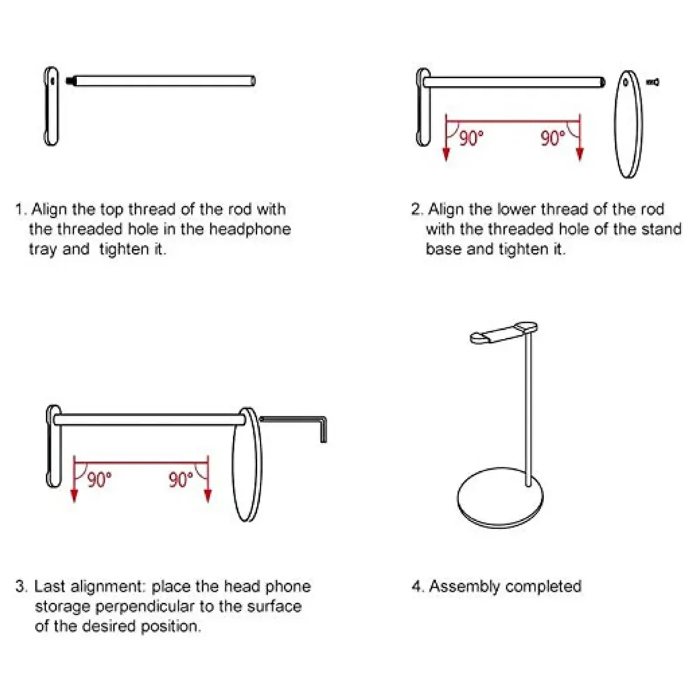 Headphone Stand Headset Holder Earphone Stand with Aluminum Supporting Bar Flexible Headrest ABS Solid Base for All Headphones Size (Round Sliver Padded)