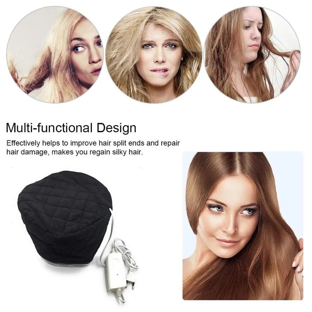 Shock Proof Hair Beauty Nourishing Steamer Thermal Treatment Cap~ Hair Spa Treatment (Black)