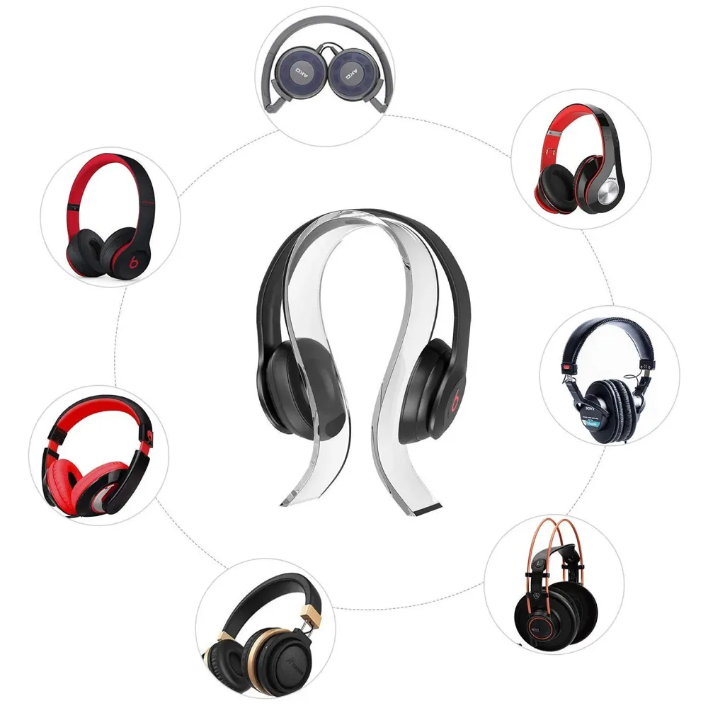 Headphone Stand, Acrylic Universal Headset Earphone Holder Desk Display Hanger with 8mm Thickness