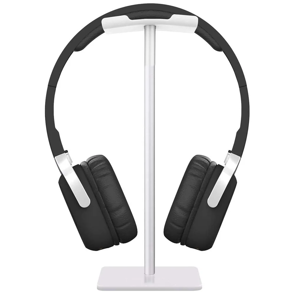 Headphones Stand Aluminium Bar Headrest ABS Base Square White