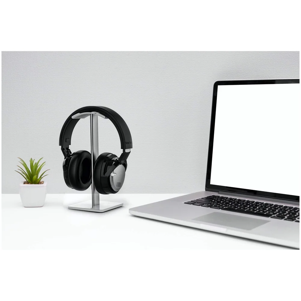 Headphones Stand Aluminium Bar Headrest ABS Base Square White