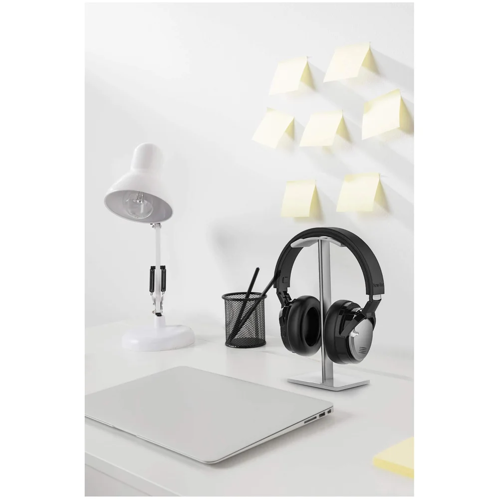 Headphones Stand Aluminium Bar Headrest ABS Base Square White