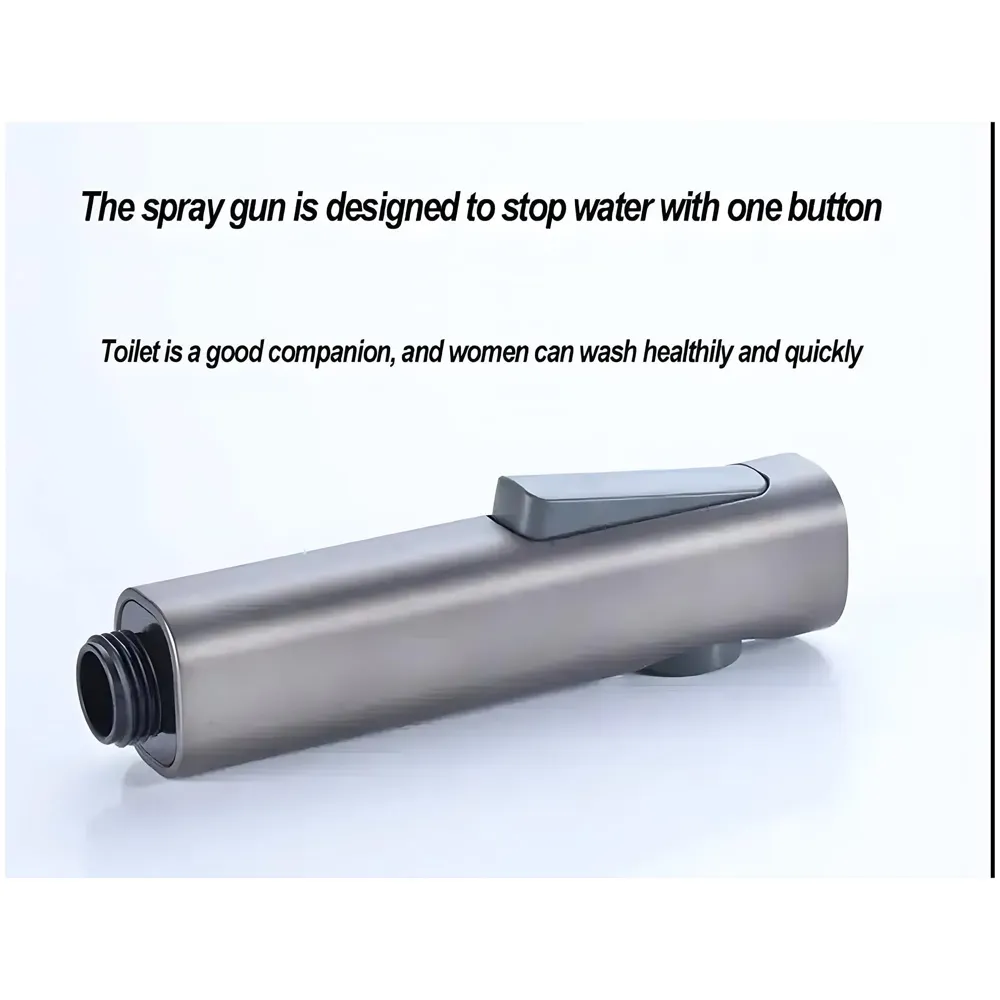 AQUAKART Black Health faucet Gun Only Without Pipe And Holder ABS Body Bathroom Toilet Anti Rust Commode Shower Jet Spray Bidget Button Technology 1 Pc Faucet only - 4