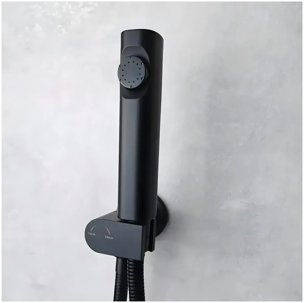 AQUAKART Black Health faucet Gun Only Without Pipe And Holder ABS Body Bathroom Toilet Anti Rust Commode Shower Jet Spray Bidget Button Technology 1 Pc Faucet only - 5
